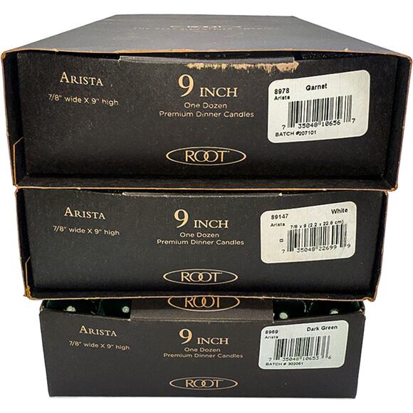 Root Candles Unscented Arista 9-Inch Beeswax Dinner Candles Garnet Red 5-Count - Picture 7 of 7